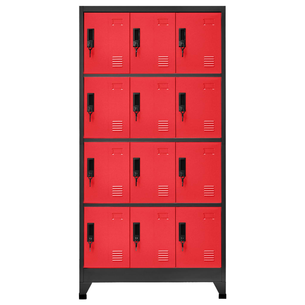 Armoire à casiers Anthracite et rouge 90x45x180 cm Acier - XIOS