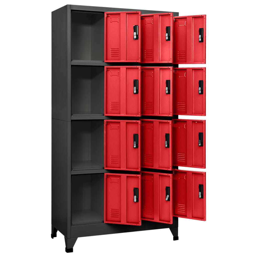 Armoire à casiers Anthracite et rouge 90x45x180 cm Acier - XIOS