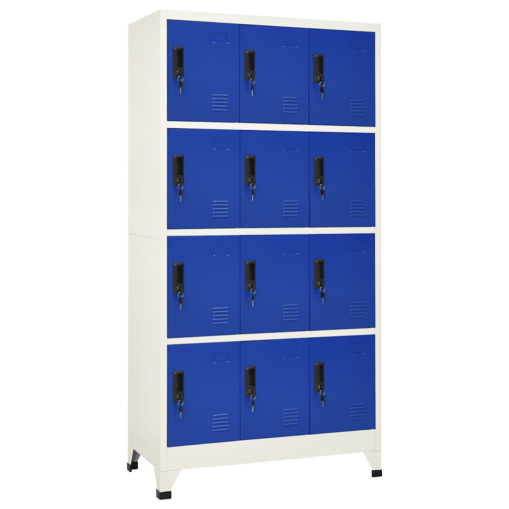 Armoire à casiers Gris et bleu 90x45x180 cm Acier - XIOS