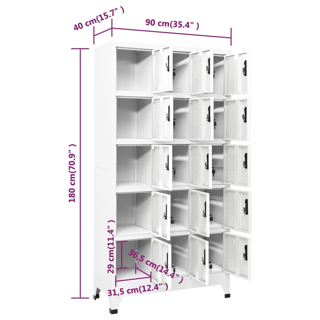 Armoire à casiers Blanc 90x40x180 cm Acier - XIOS