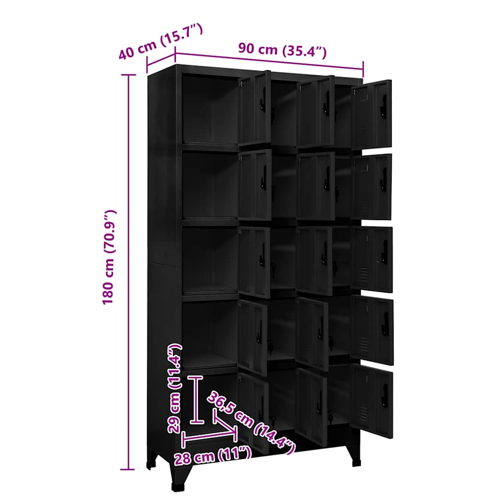 Armoire à casiers Noir 90x40x180 cm Acier - XIOS