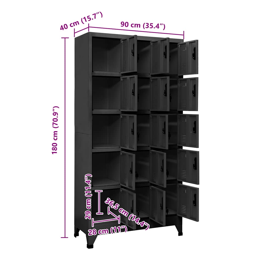 Armoire à casiers Anthracite 90x40x180 cm Acier - XIOS