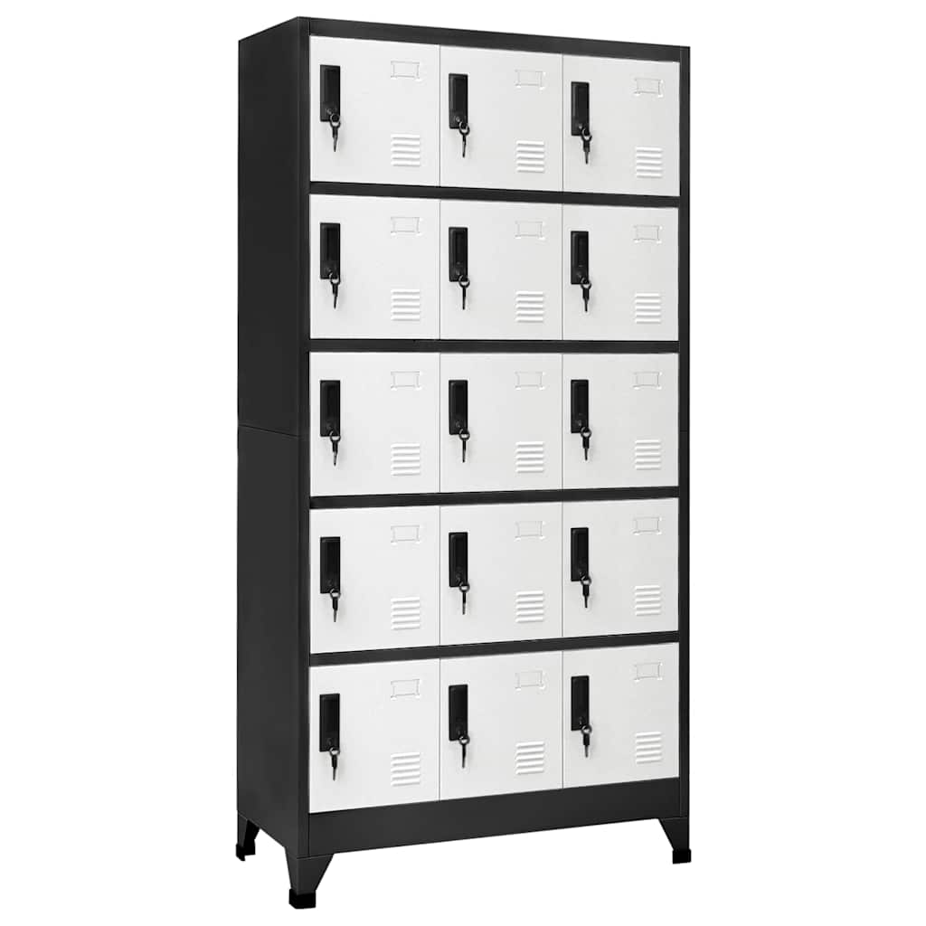 Armoire à casiers Anthracite et blanc 90x40x180 cm Acier - XIOS