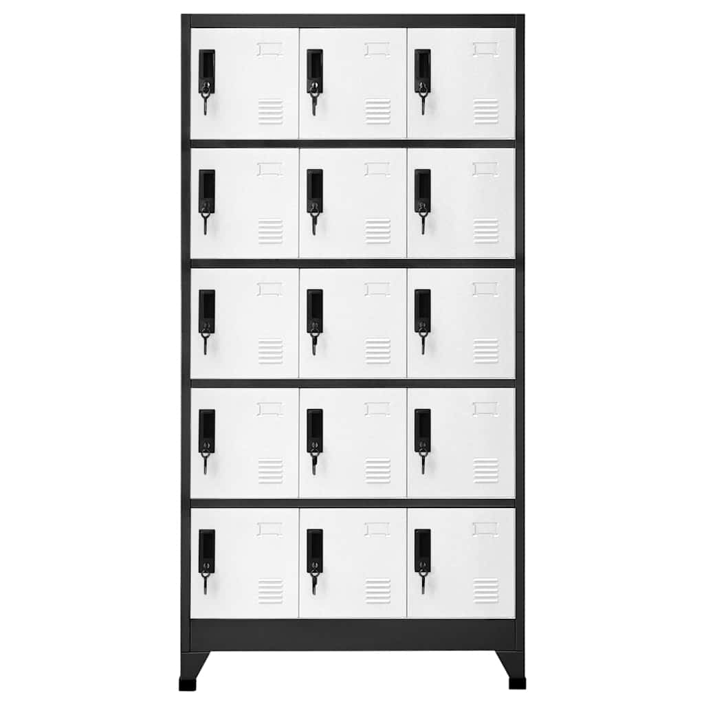 Armoire à casiers Anthracite et blanc 90x40x180 cm Acier - XIOS