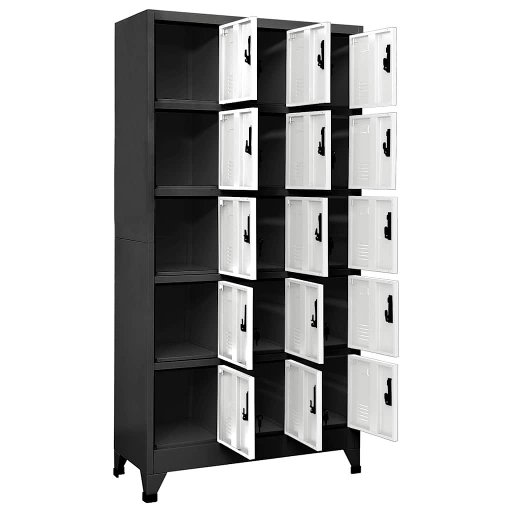 Armoire à casiers Anthracite et blanc 90x40x180 cm Acier - XIOS