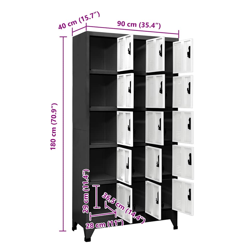 Armoire à casiers Anthracite et blanc 90x40x180 cm Acier - XIOS