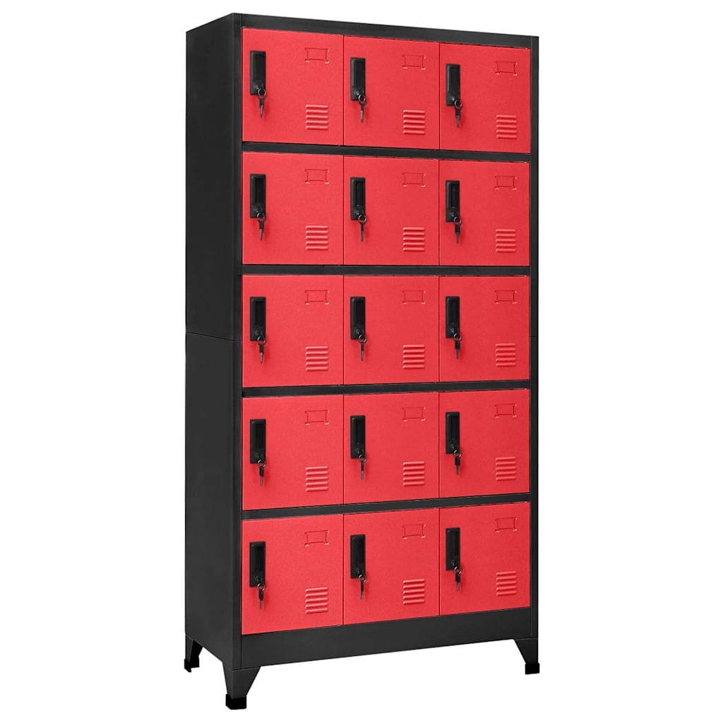 Armoire à casiers Anthracite et rouge 90x40x180 cm Acier - XIOS