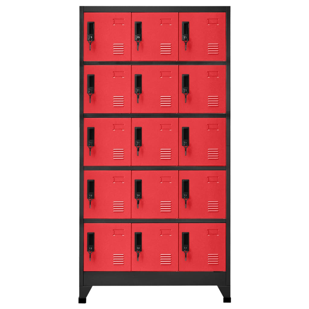 Armoire à casiers Anthracite et rouge 90x40x180 cm Acier - XIOS