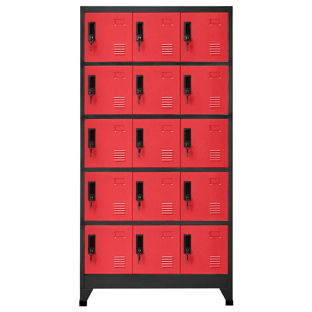 Armoire à casiers Anthracite et rouge 90x40x180 cm Acier - XIOS