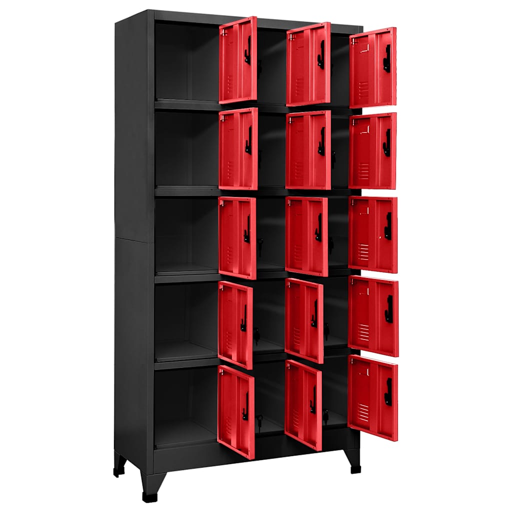 Armoire à casiers Anthracite et rouge 90x40x180 cm Acier - XIOS
