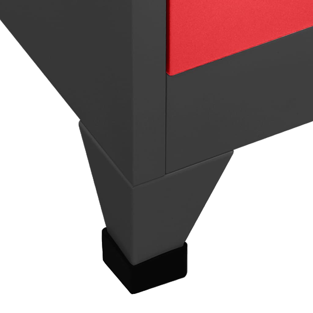 Armoire à casiers Anthracite et rouge 90x40x180 cm Acier - XIOS