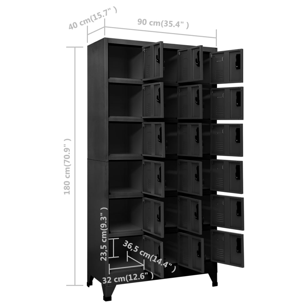Armoire à casiers Anthracite 90x40x180 cm Acier - XIOS