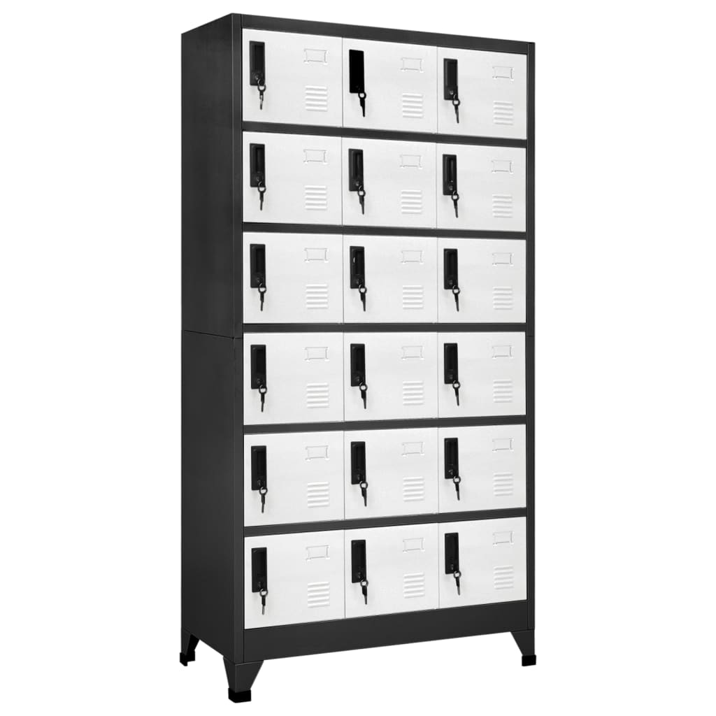 Armoire à casiers Anthracite et blanc 90x40x180 cm Acier - XIOS