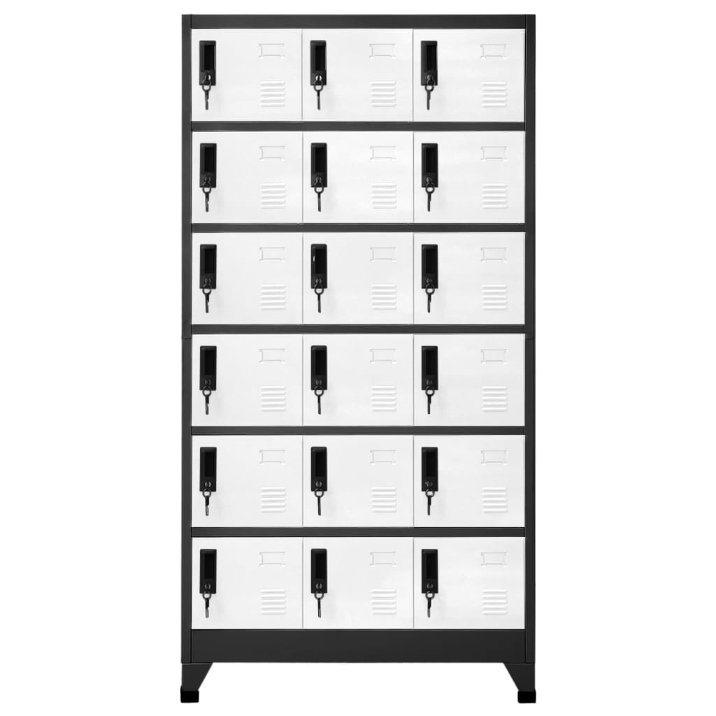 Armoire à casiers Anthracite et blanc 90x40x180 cm Acier - XIOS