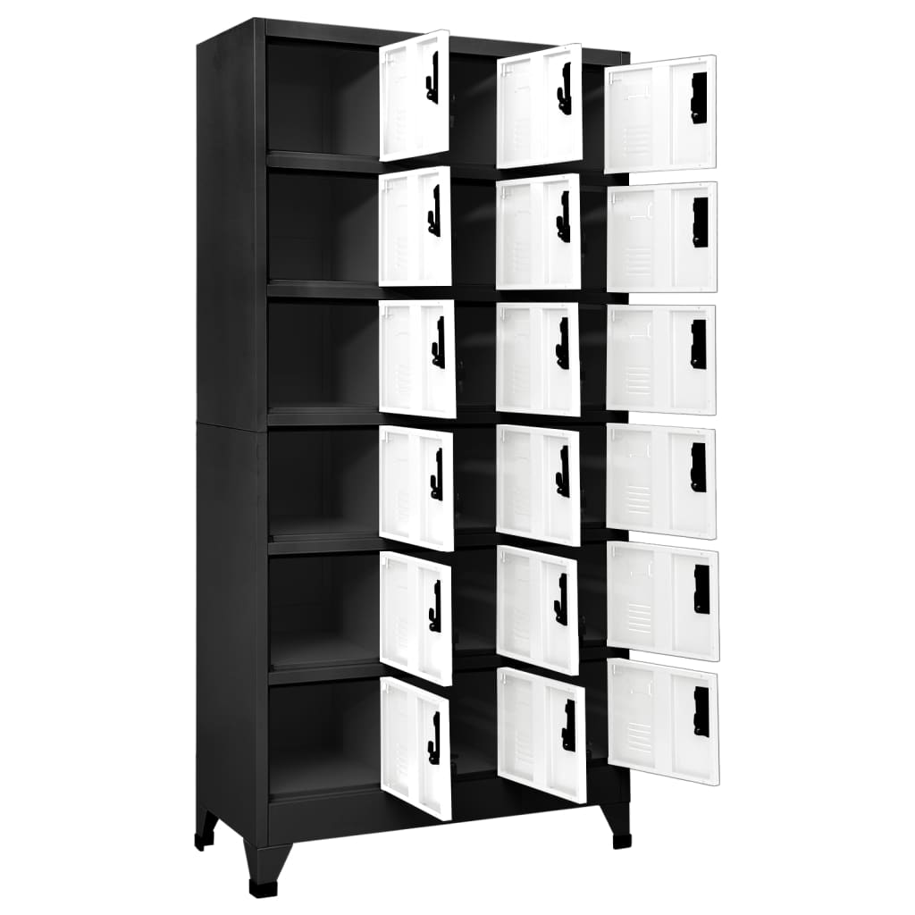 Armoire à casiers Anthracite et blanc 90x40x180 cm Acier - XIOS