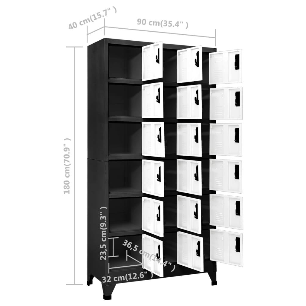 Armoire à casiers Anthracite et blanc 90x40x180 cm Acier - XIOS