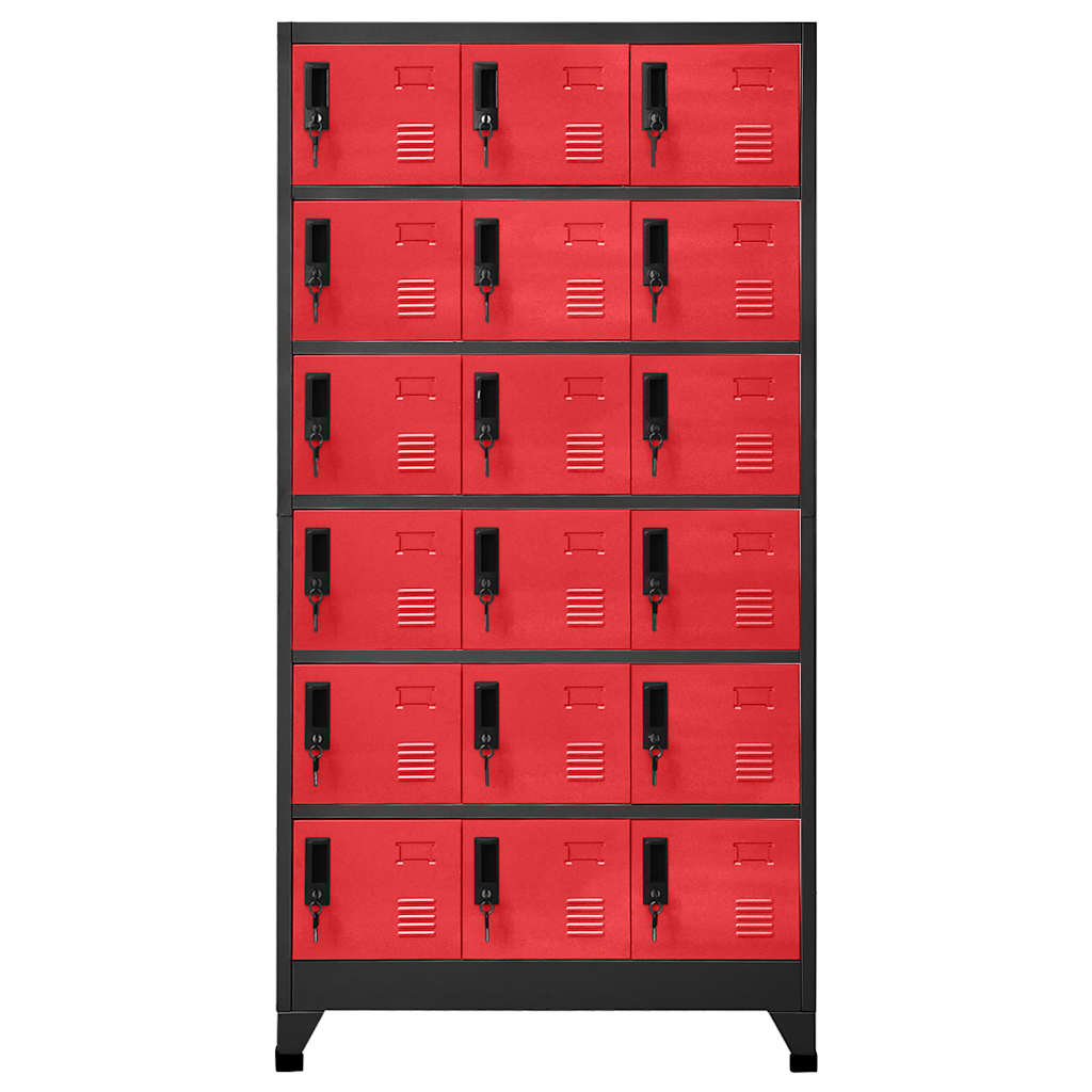 Armoire à casiers Anthracite et rouge 90x40x180 cm Acier - XIOS