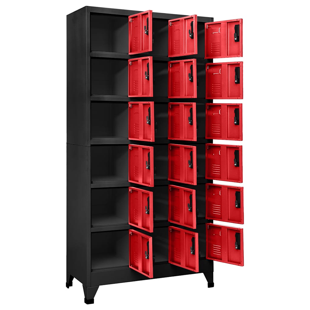 Armoire à casiers Anthracite et rouge 90x40x180 cm Acier - XIOS