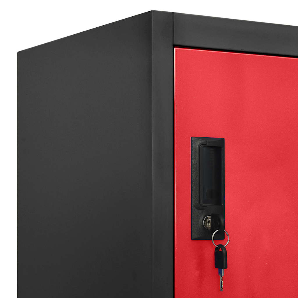 Armoire à casiers Anthracite et rouge 90x40x180 cm Acier - XIOS