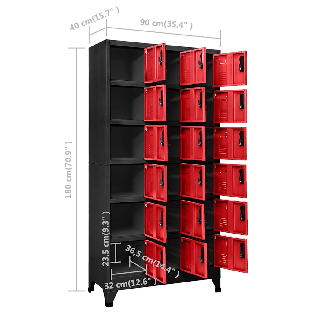 Armoire à casiers Anthracite et rouge 90x40x180 cm Acier - XIOS