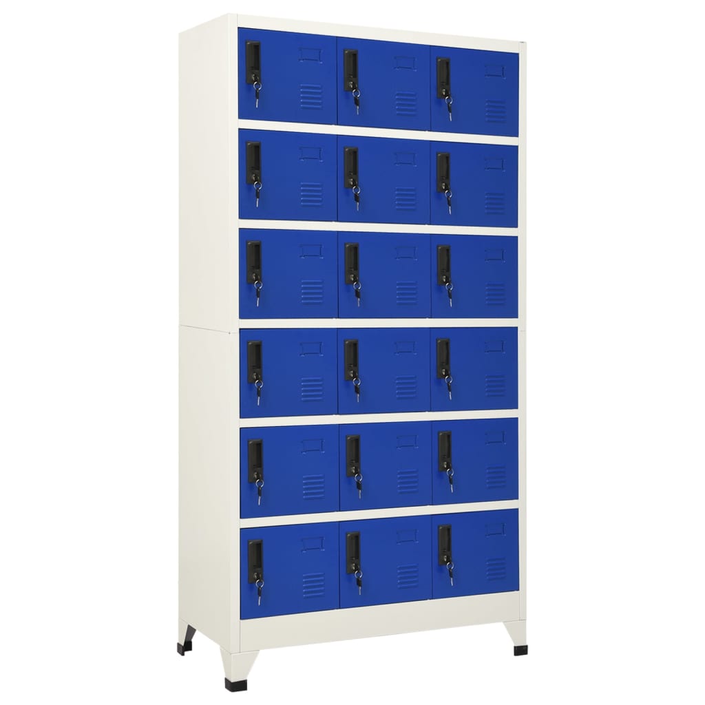 Armoire à casiers Gris et bleu 90x40x180 cm Acier - XIOS