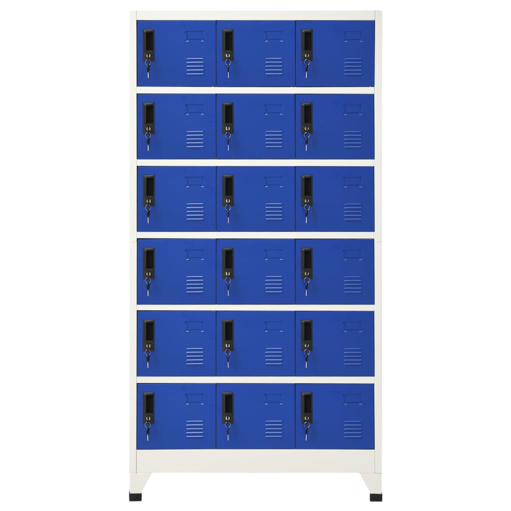 Armoire à casiers Gris et bleu 90x40x180 cm Acier - XIOS