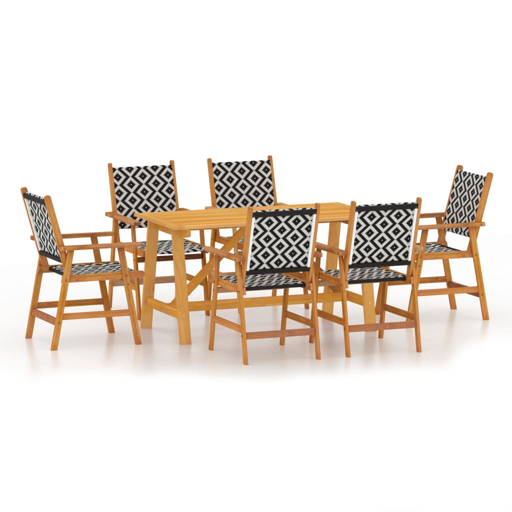 Ensemble à manger de jardin 7 pcs Bois d'acacia solide