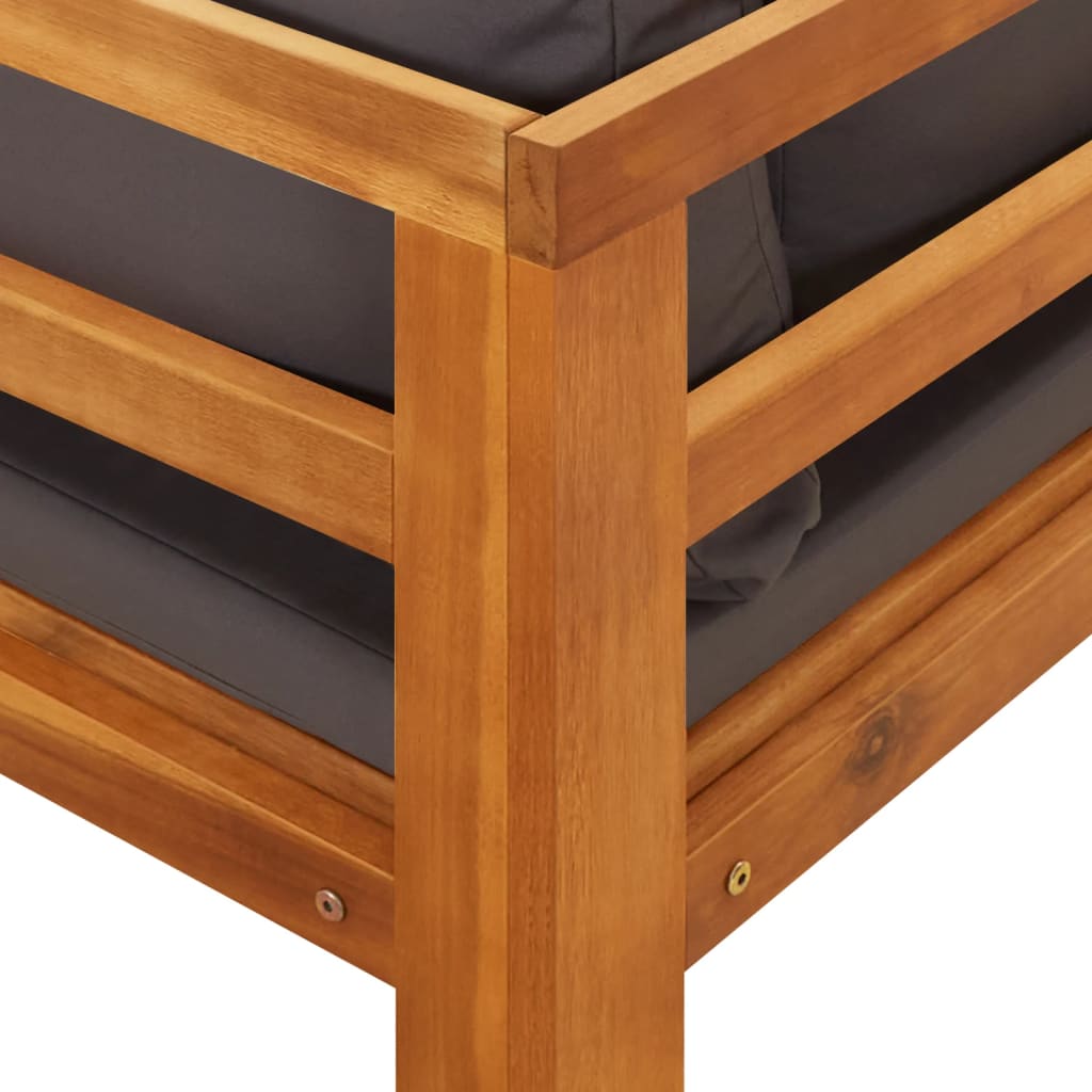 Chaises longues coussins gris foncé lot de 2 Bois acacia solide