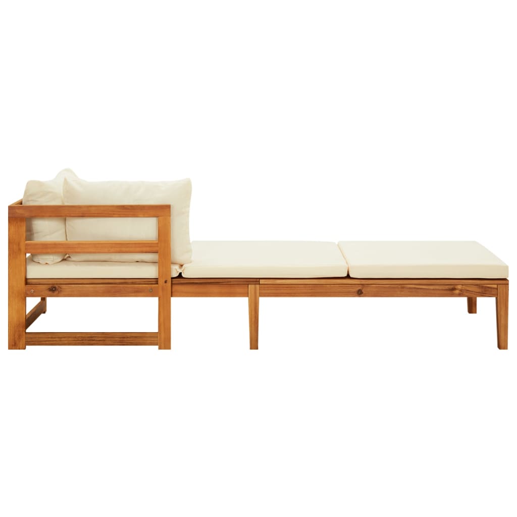 Salon de jardin 3 pcs avec coussins blanc crème Bois d'acacia