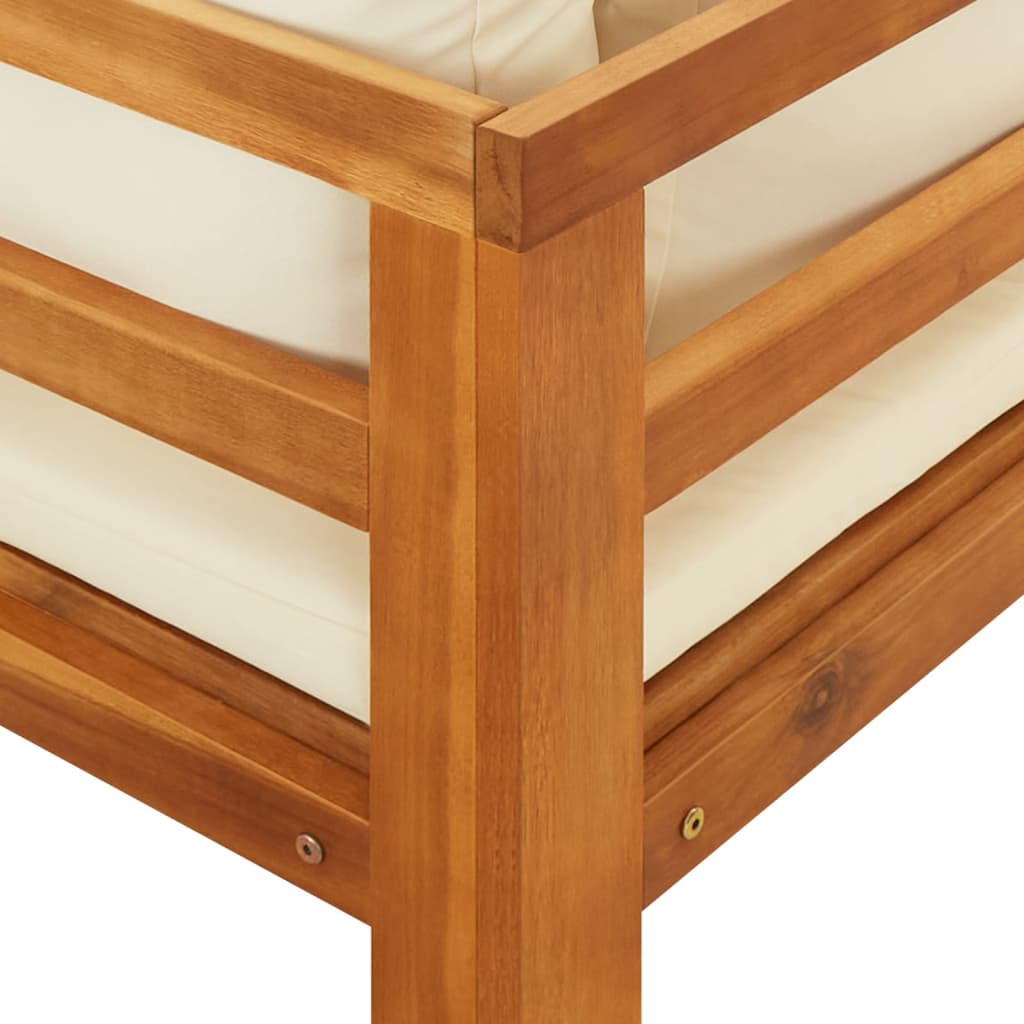 Salon de jardin 3 pcs avec coussins blanc crème Bois d'acacia
