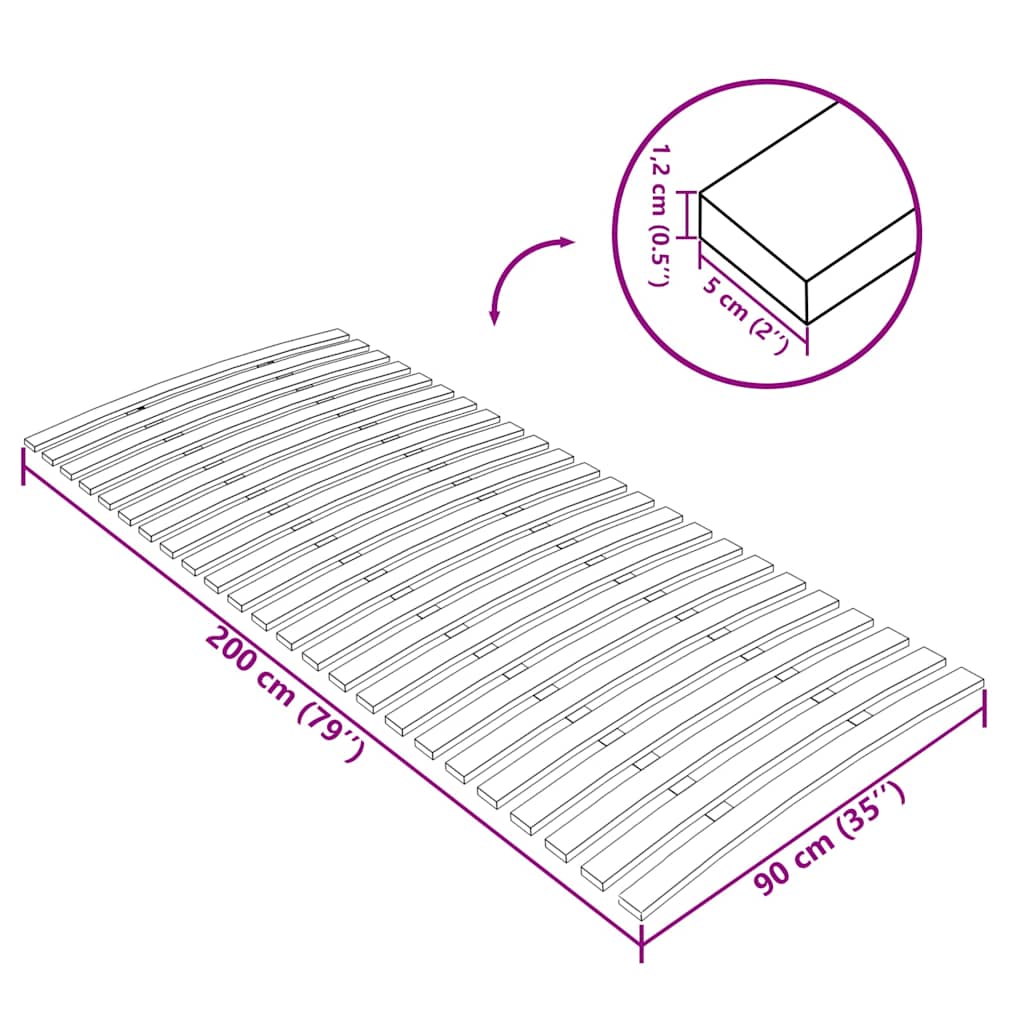 Latte de rechange pour sommier avec 24 lattes 90 x 200 cm - XIOS