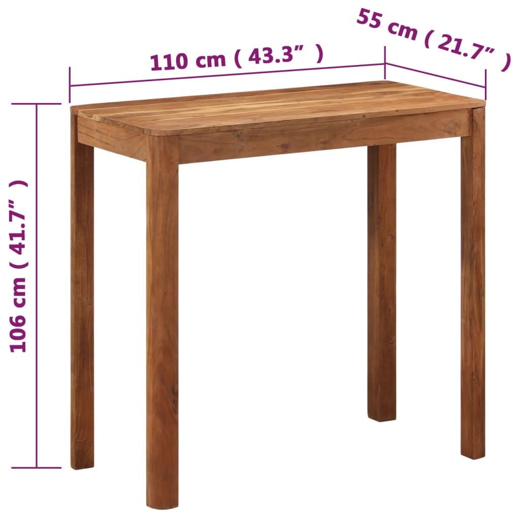 Table de bar bois massif d'acacia et finition miel 110x55x106cm - XIOS
