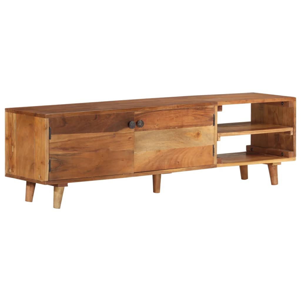 Meuble TV bois massif d'acacia avec finition miel 140x30x40 cm - XIOS