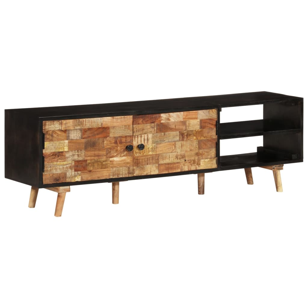 Meuble TV 140x30x45 cm Bois de manguier brut et d'acacia massif - XIOS