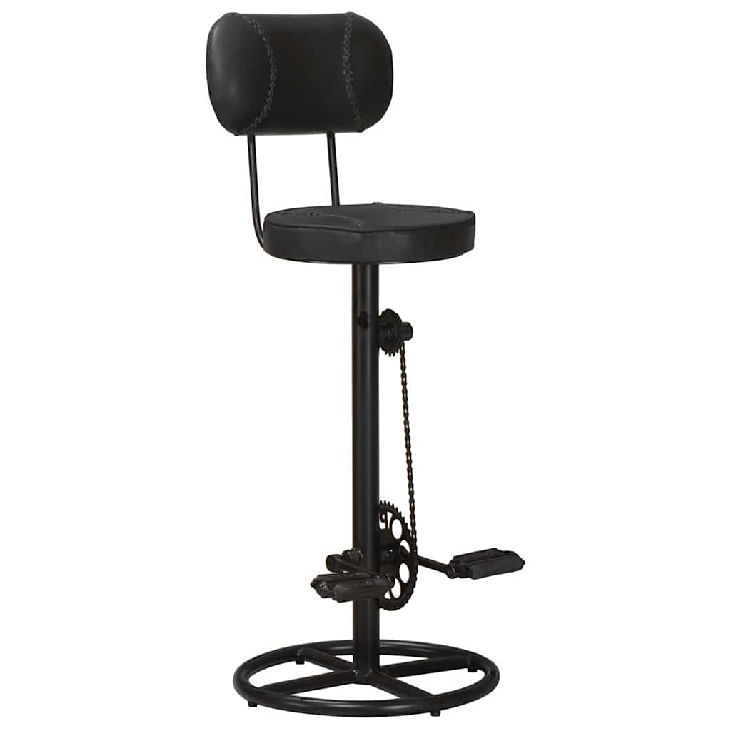 Tabourets de bar lot de 2 noir cuir de chèvre véritable - XIOS