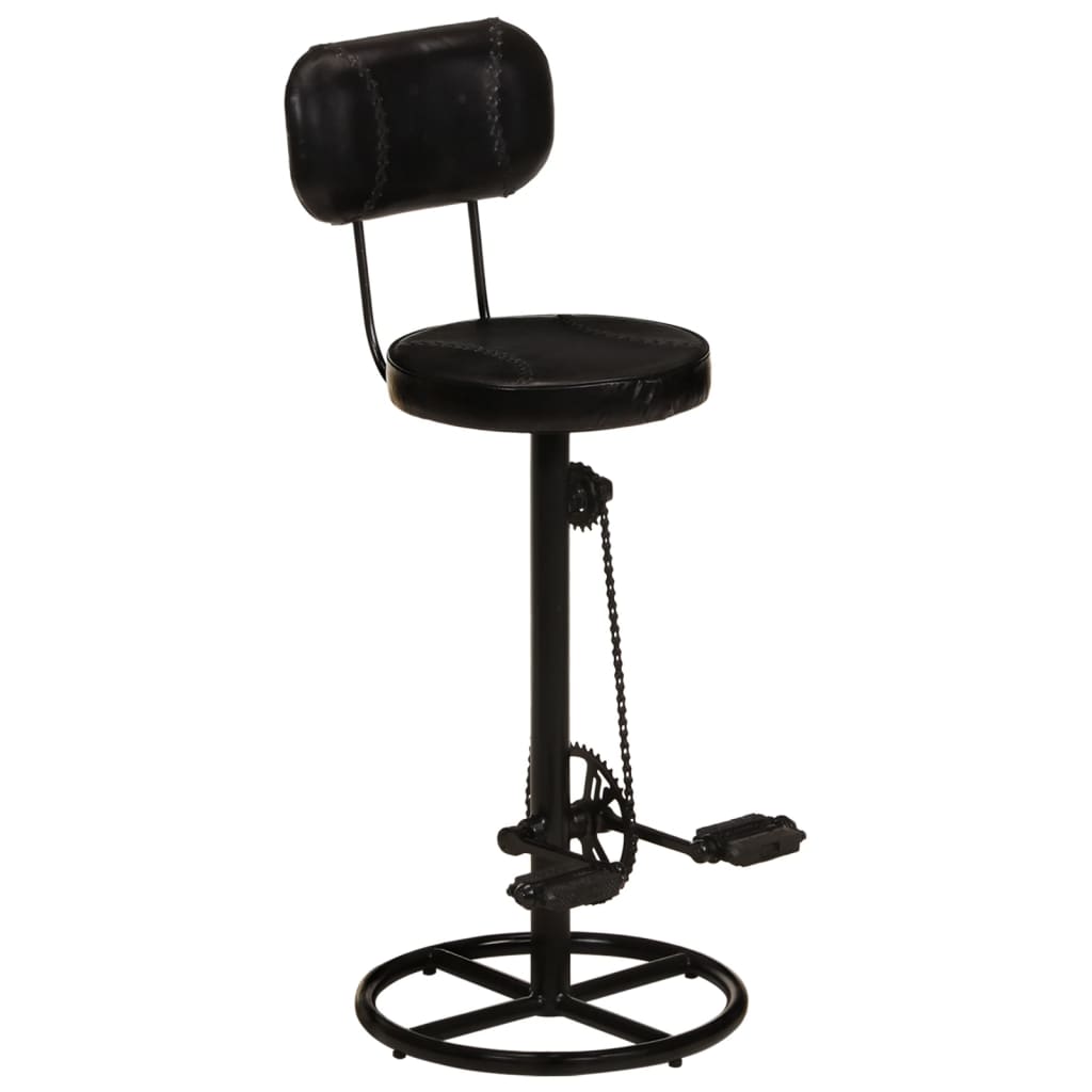 Tabourets de bar lot de 2 noir cuir de chèvre véritable - XIOS