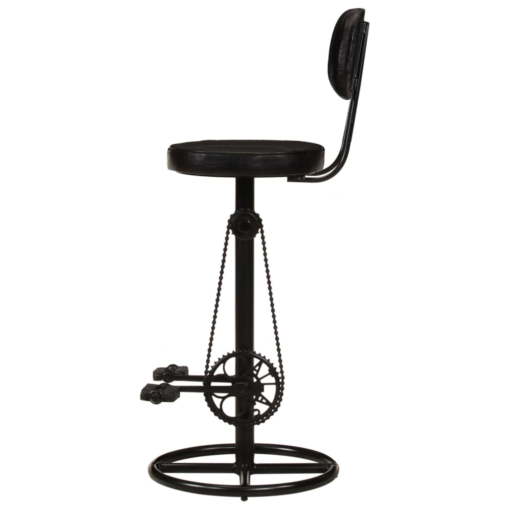 Tabourets de bar lot de 2 noir cuir de chèvre véritable - XIOS