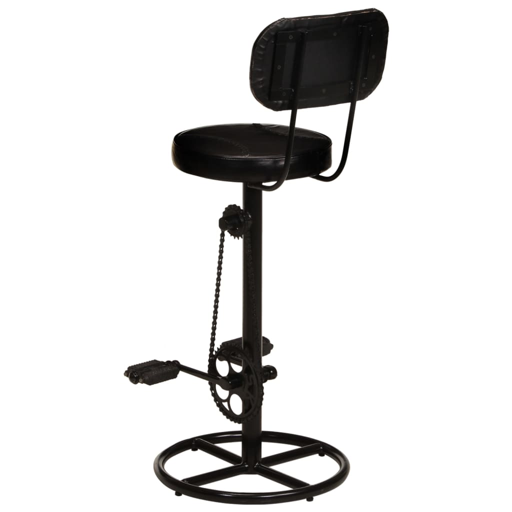 Tabourets de bar lot de 2 noir cuir de chèvre véritable - XIOS
