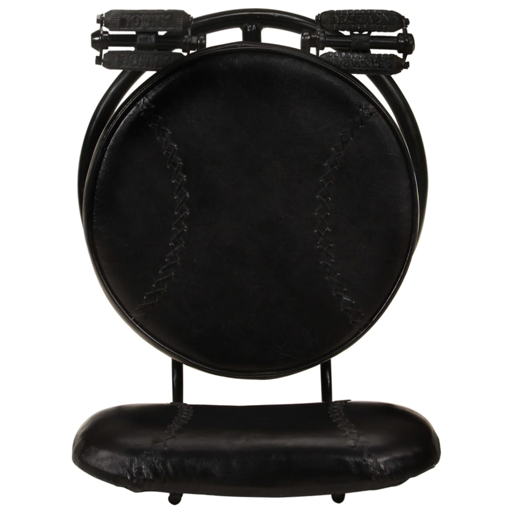 Tabourets de bar lot de 2 noir cuir de chèvre véritable - XIOS
