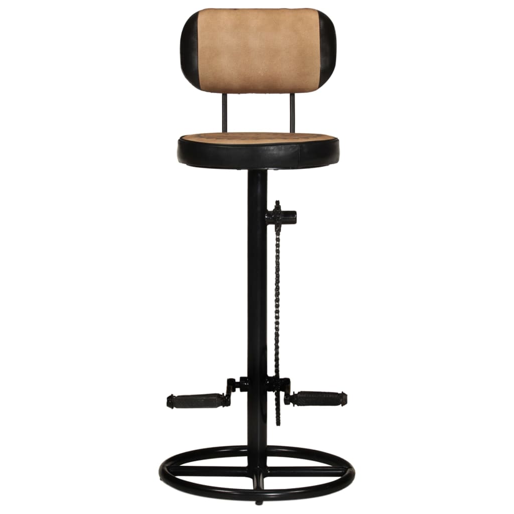 Tabouret de bar imprimé en toile lot de 2 cuir chèvre véritable - XIOS