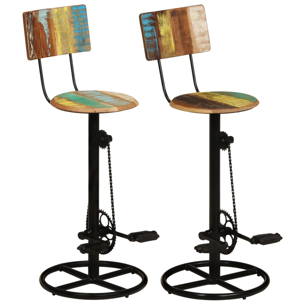 Tabourets de bar lot de 2 bois de récupération massif - XIOS