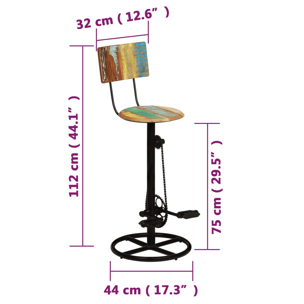Tabourets de bar lot de 2 bois de récupération massif - XIOS