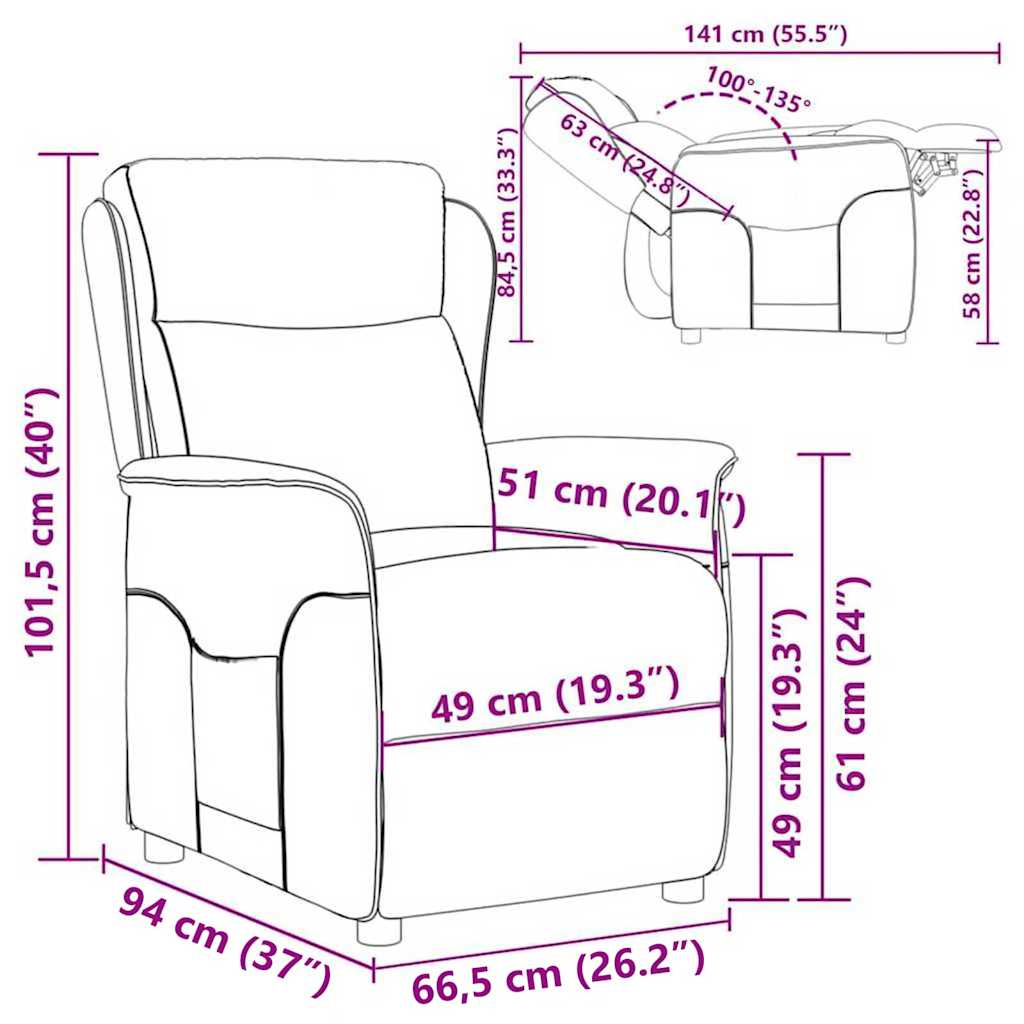 Fauteuil inclinable Crème 67.5 x 93.5 x 101.5 cm tissu - XIOS