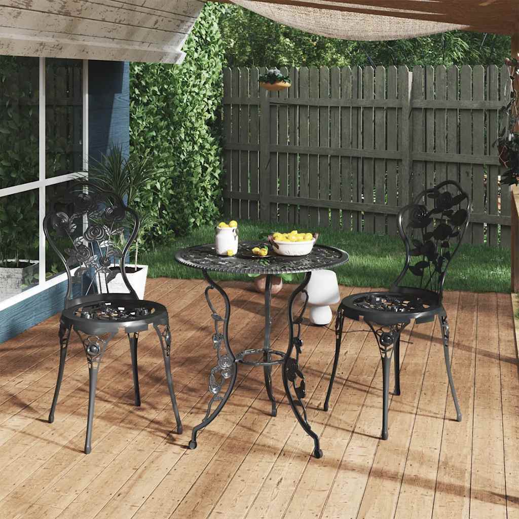 Ensemble de bistro 3 pcs Aluminium coulé Noir