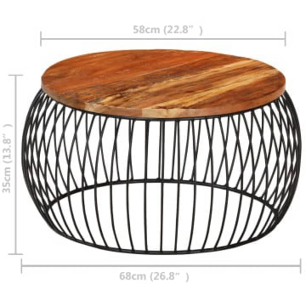 Table basse Ø68 cm Bois de récupération solide - XIOS