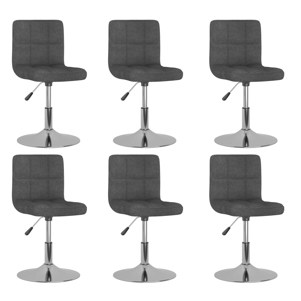 Chaises pivotantes à manger lot de 6 Gris foncé Tissu - XIOS