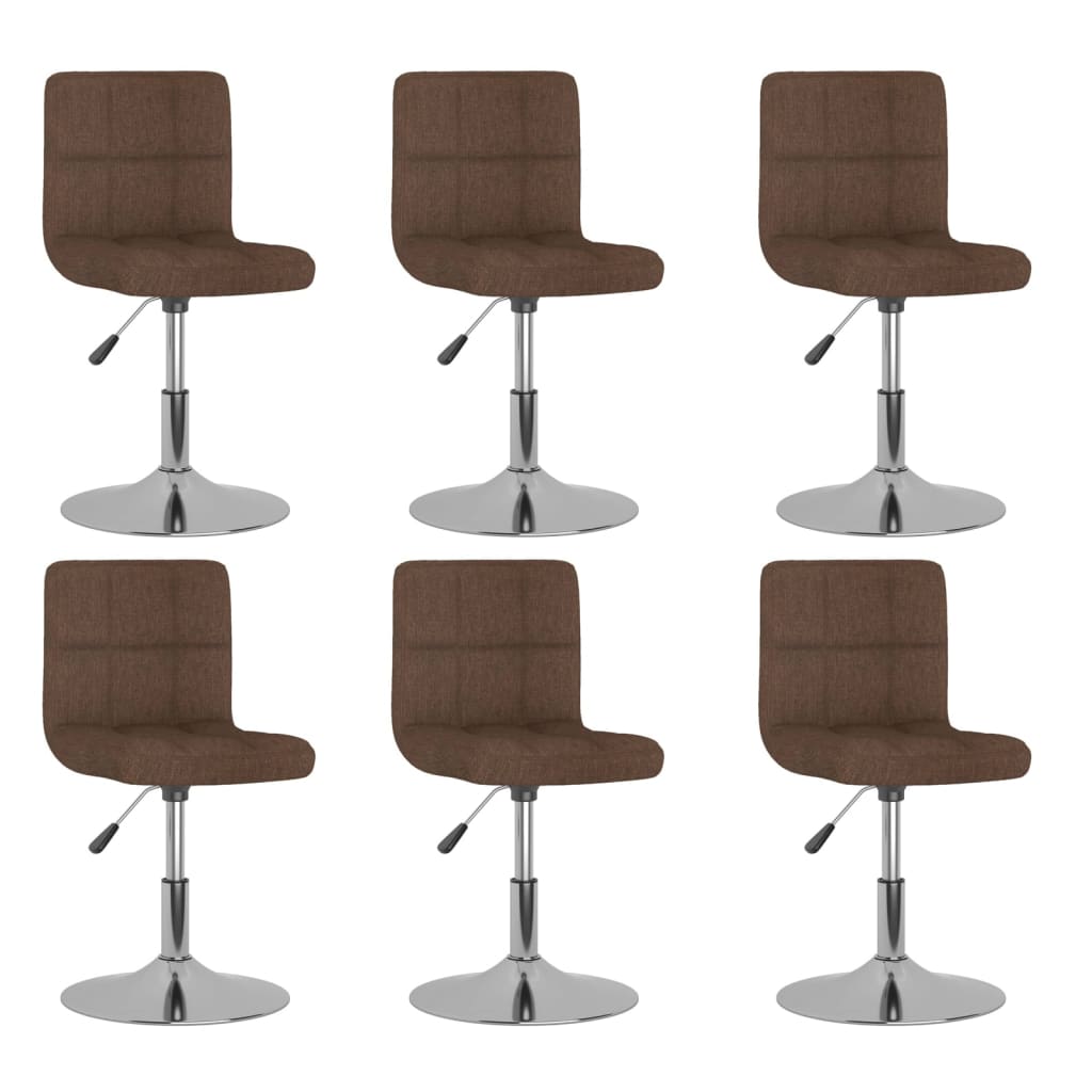 Chaises pivotantes à manger lot de 6 marron tissu - XIOS