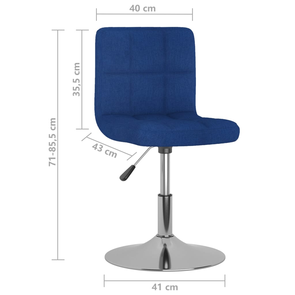 Chaises pivotantes à manger lot de 6 bleu tissu - XIOS
