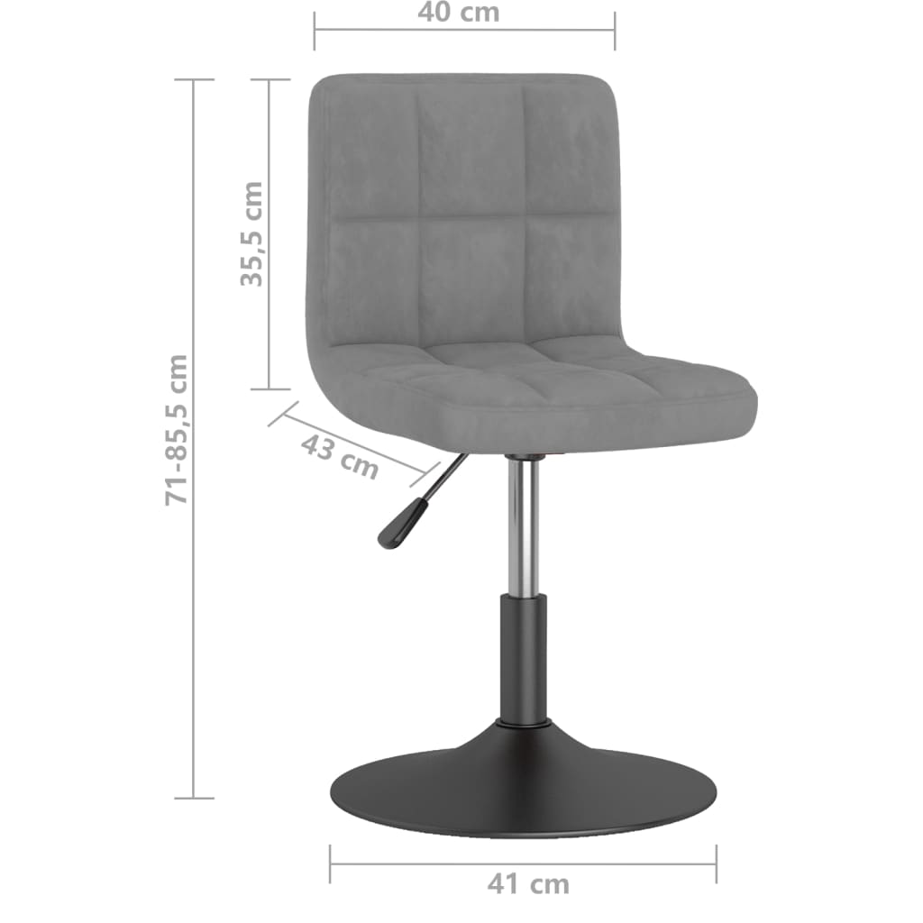 Chaises pivotantes à manger lot de 4 gris clair velours - XIOS