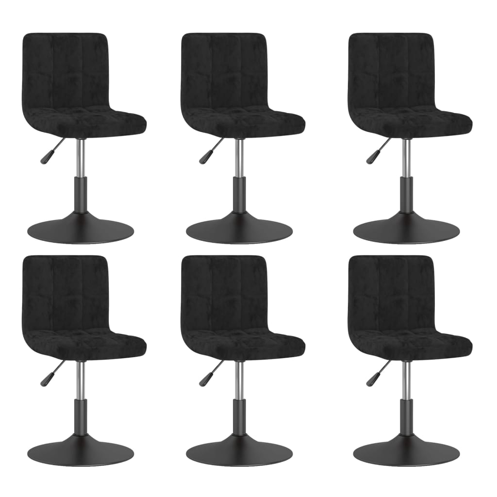 Chaises pivotantes à manger lot de 6 noir velours - XIOS